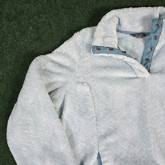 Eddie Bauer | Softwood Textured Plush Fleece Snap Button Mock Neck Pullover - Picture 12 of 16